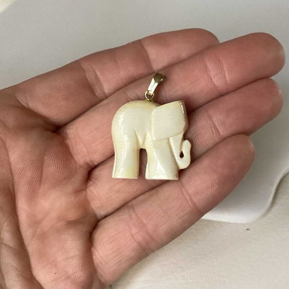 3 Elephant Pendants Necklace Green & Purple Jades… - image 4