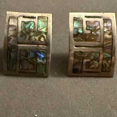 Sterling silver square abalone earrings - image 1