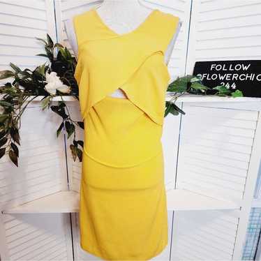 SANDRO PARIS YELLOW PEEK A BOO LINED DRESS SIZE S… - image 1