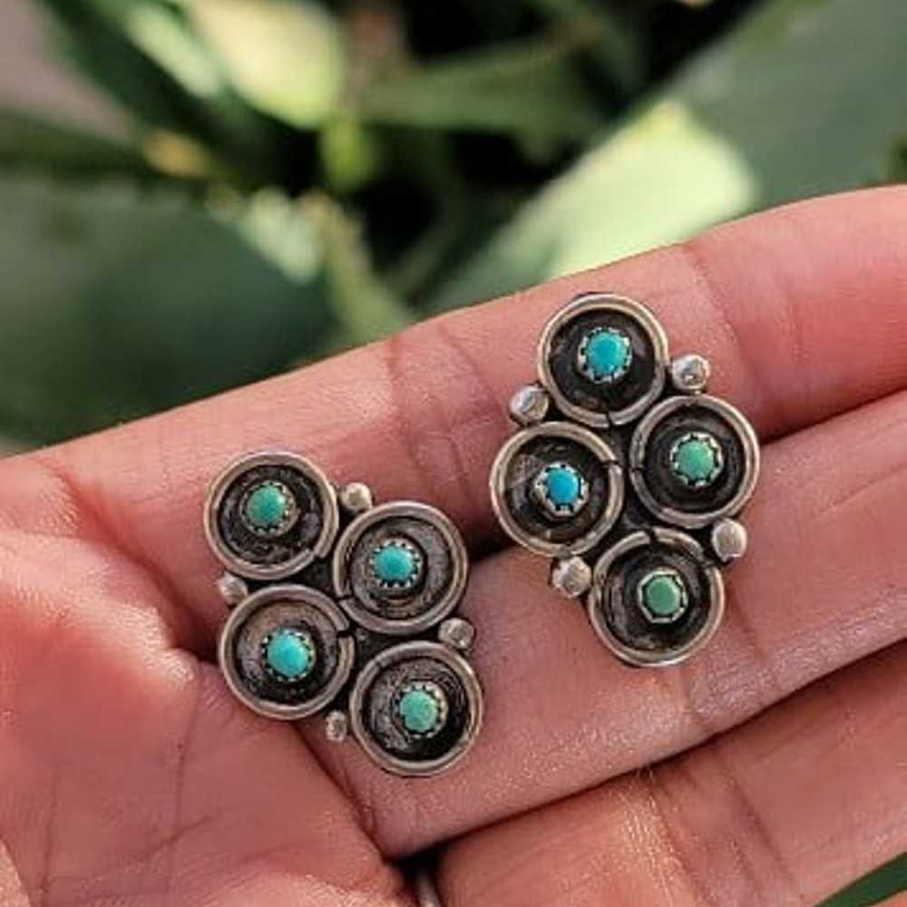 Native American Zuni vintage snake eye turquoise … - image 12