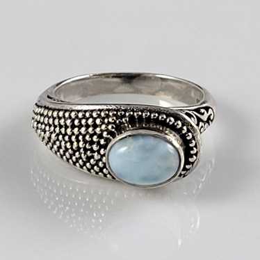 Balinese Style Vintage Sterling Larimar Ring - image 1