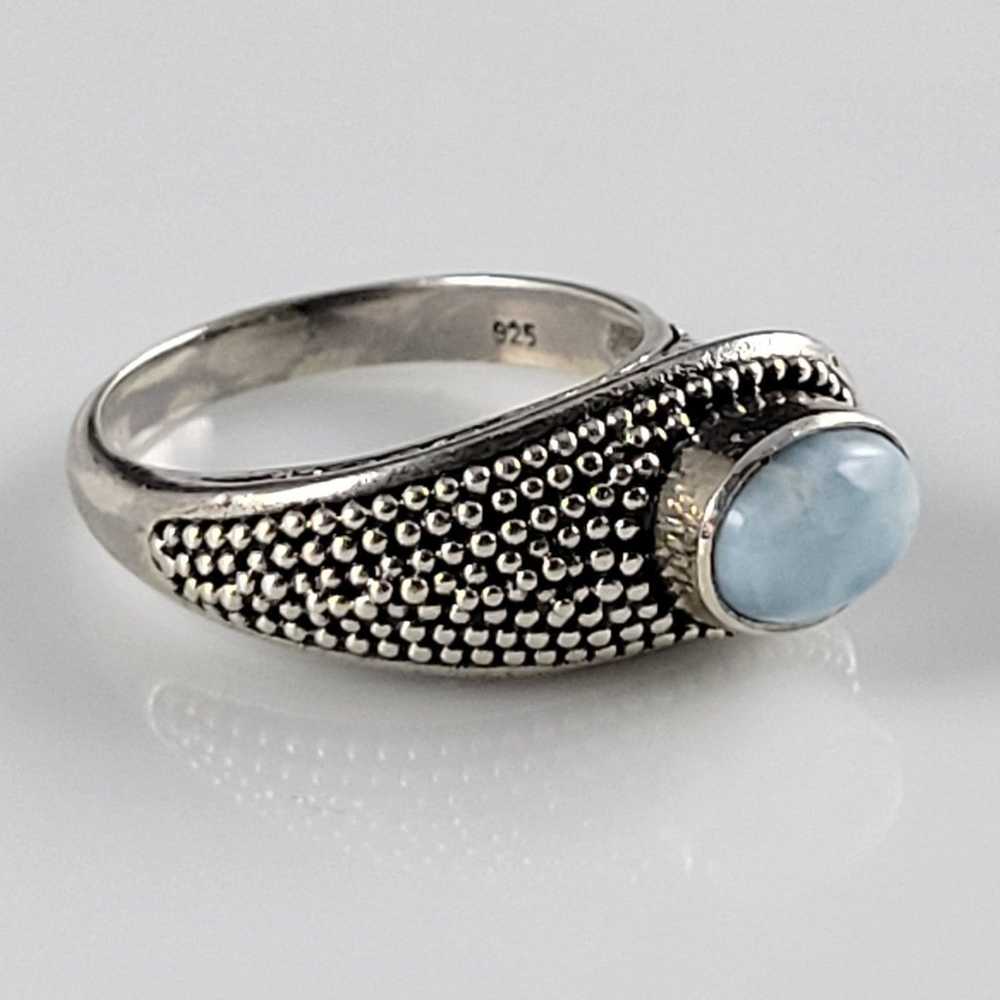 Balinese Style Vintage Sterling Larimar Ring - image 2