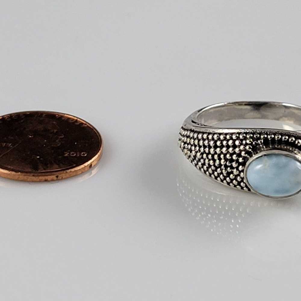 Balinese Style Vintage Sterling Larimar Ring - image 7