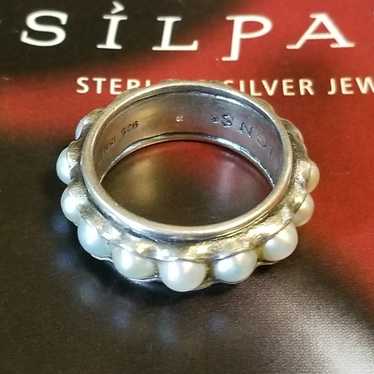 Silpada Sterling Silver Nested Pearls Ring, Sz 6