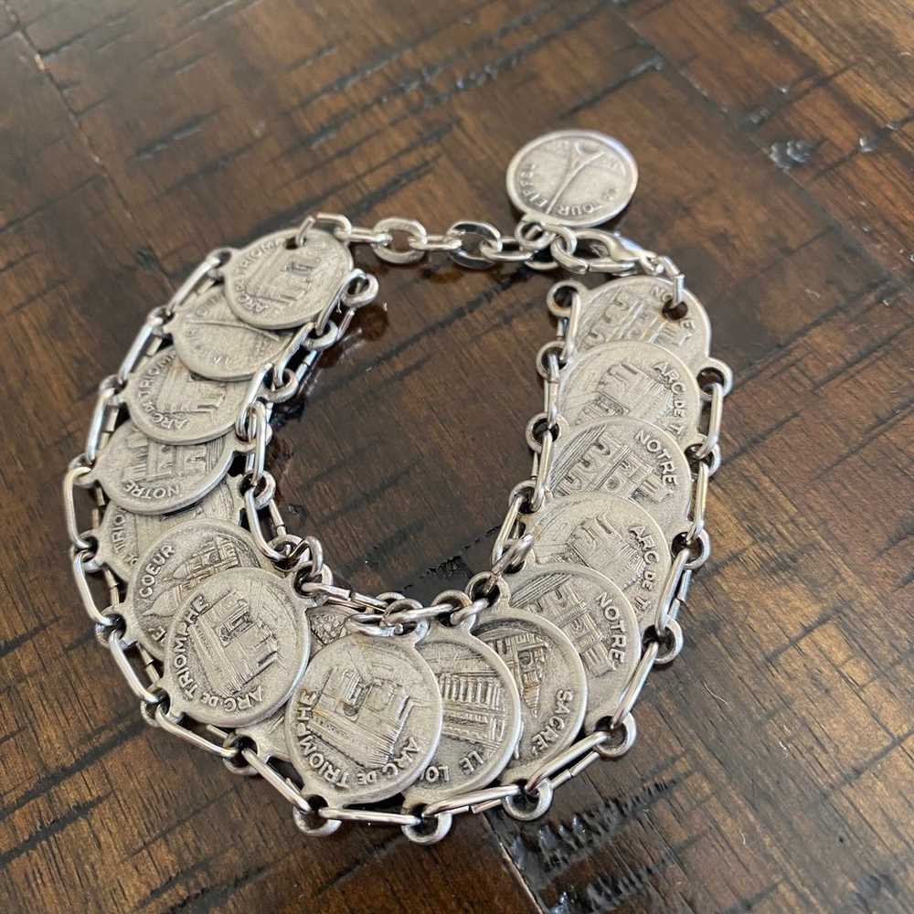 Mid-Century Parisian Souvenir Coin Bracelet - image 11