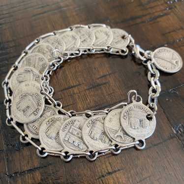 Mid-Century Parisian Souvenir Coin Bracelet - image 1