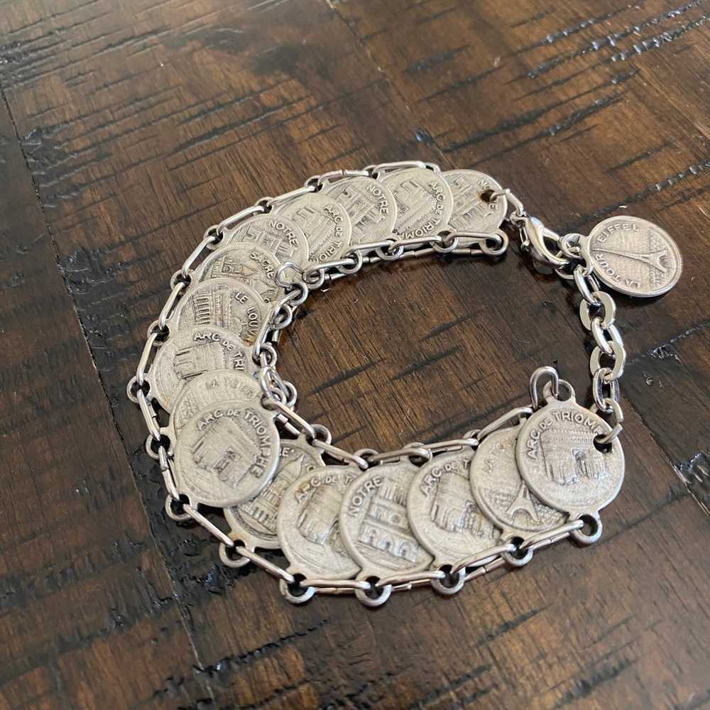 Mid-Century Parisian Souvenir Coin Bracelet - image 2