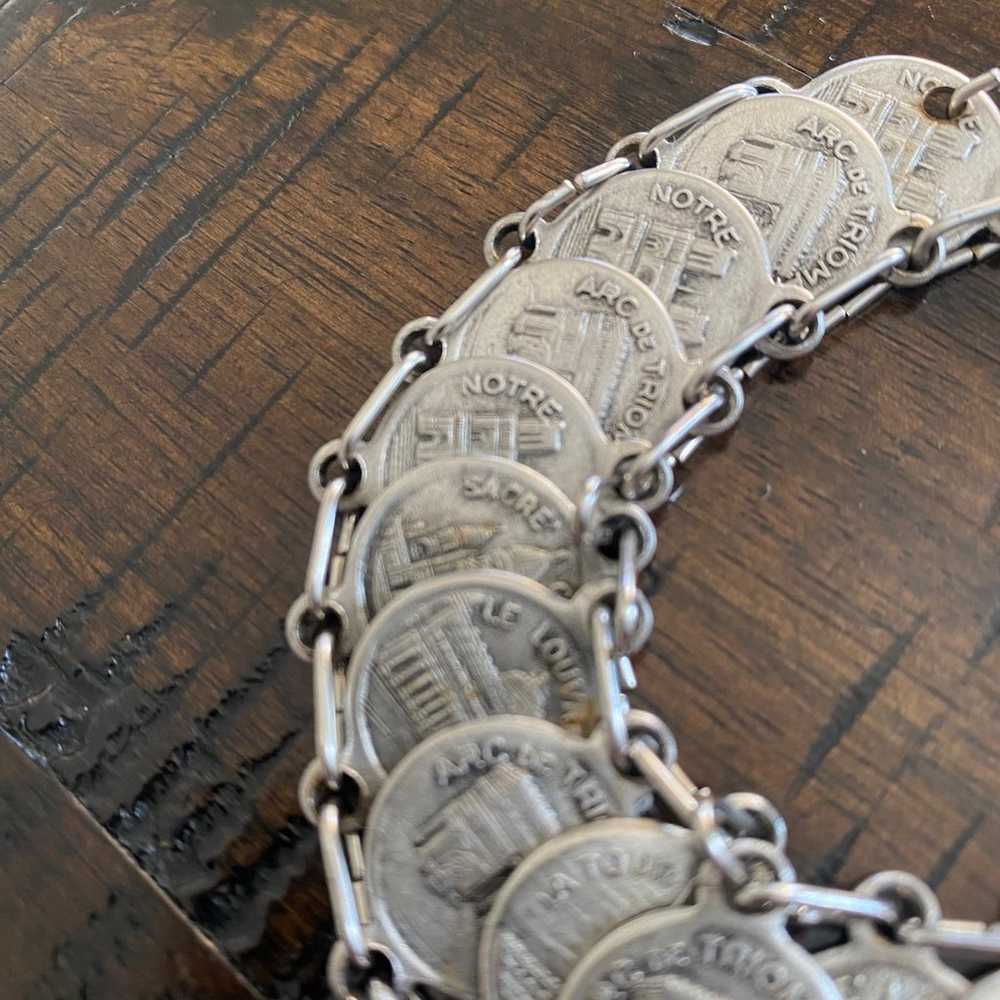 Mid-Century Parisian Souvenir Coin Bracelet - image 3