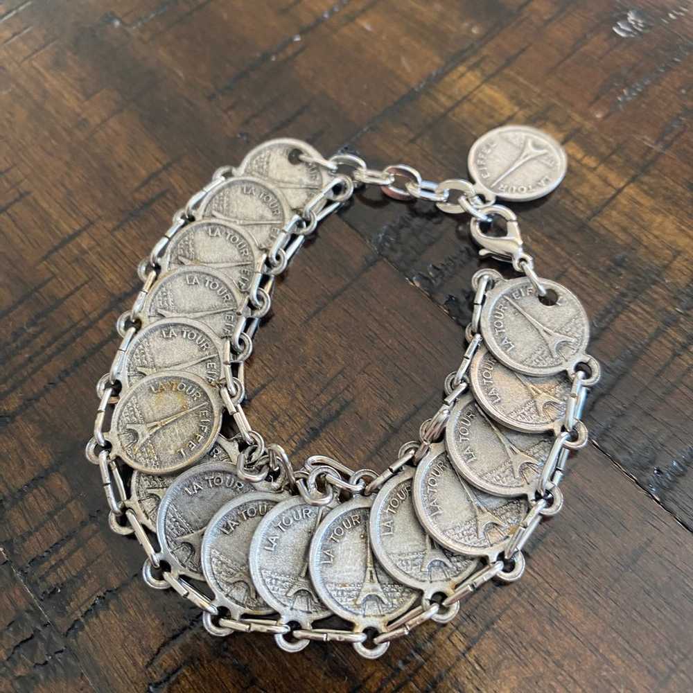 Mid-Century Parisian Souvenir Coin Bracelet - image 4