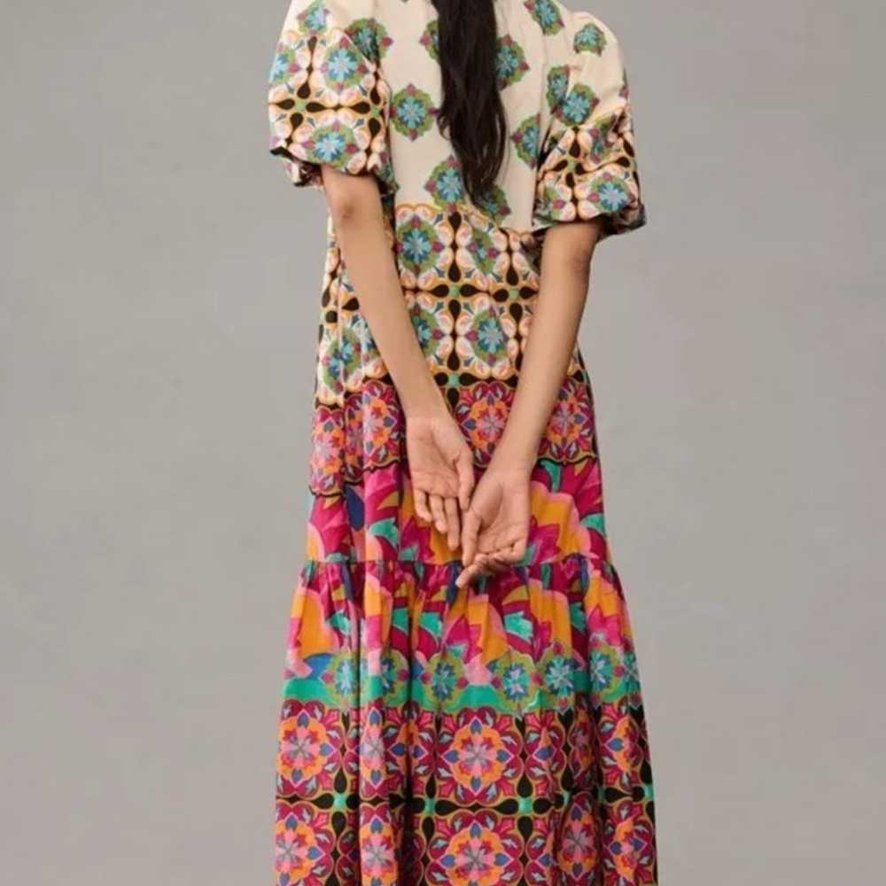 Anthropologie Mix Print Buttondown Maxi Dress Tie… - image 3