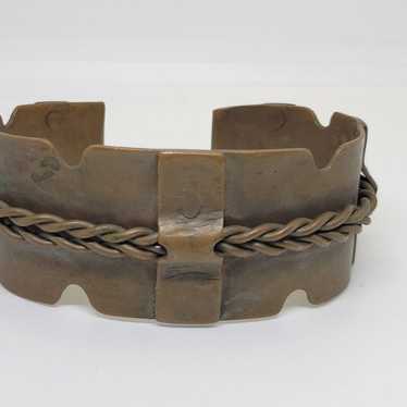 Vintage Artisan Copper Modernist Cuff Bracelet.