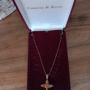 Camrose & kross JBK Rhinestone citrine cross neck… - image 1