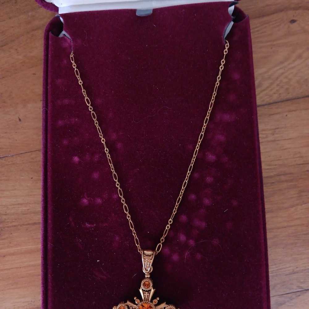 Camrose & kross JBK Rhinestone citrine cross neck… - image 2