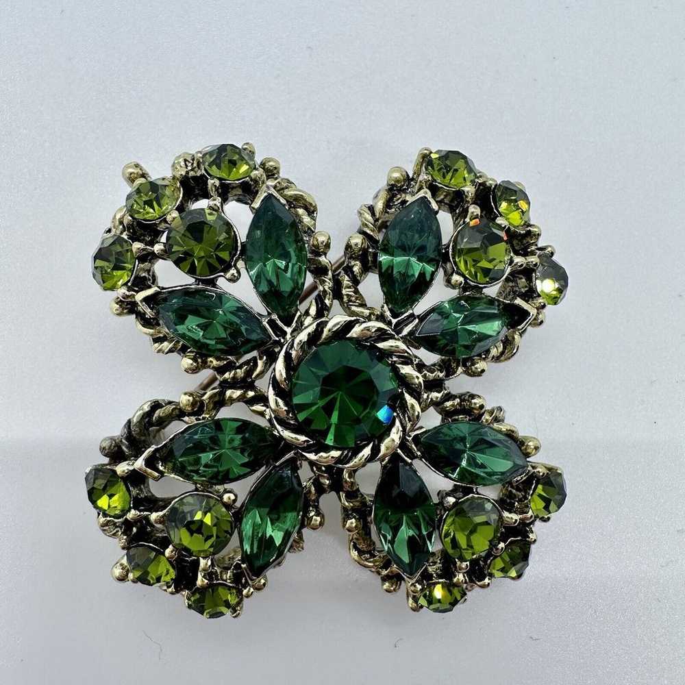 Weiss Maltese Cross Vintage Brooch Clip On Earrin… - image 3