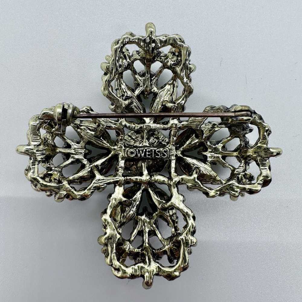 Weiss Maltese Cross Vintage Brooch Clip On Earrin… - image 4