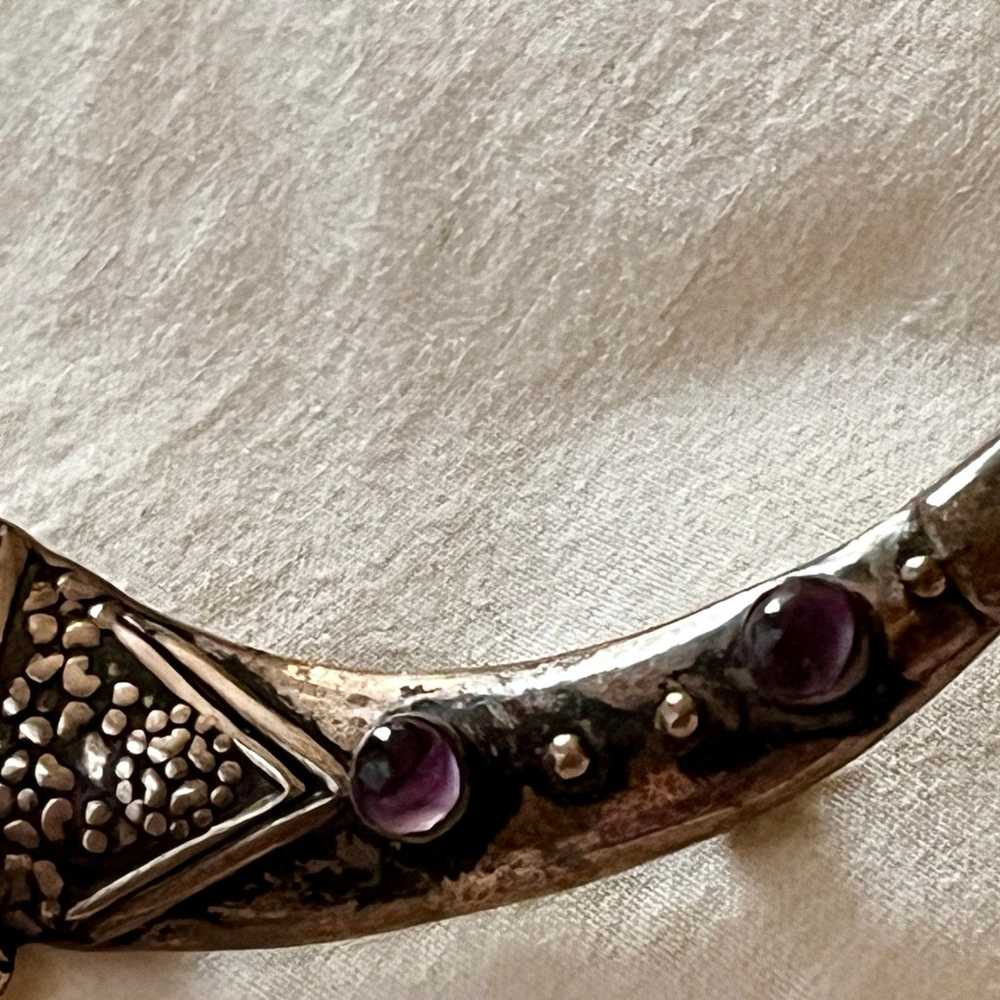 Vintage Sterling Silver Amethyst Cabochon Sword B… - image 9