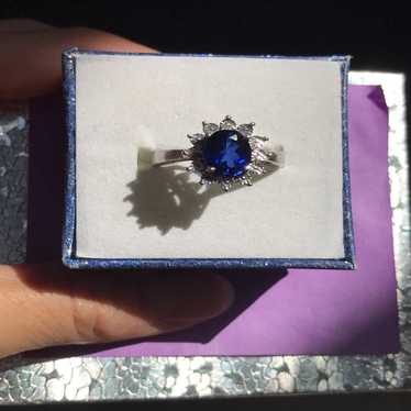 Vintage Sapphire Diamond Silver Ring