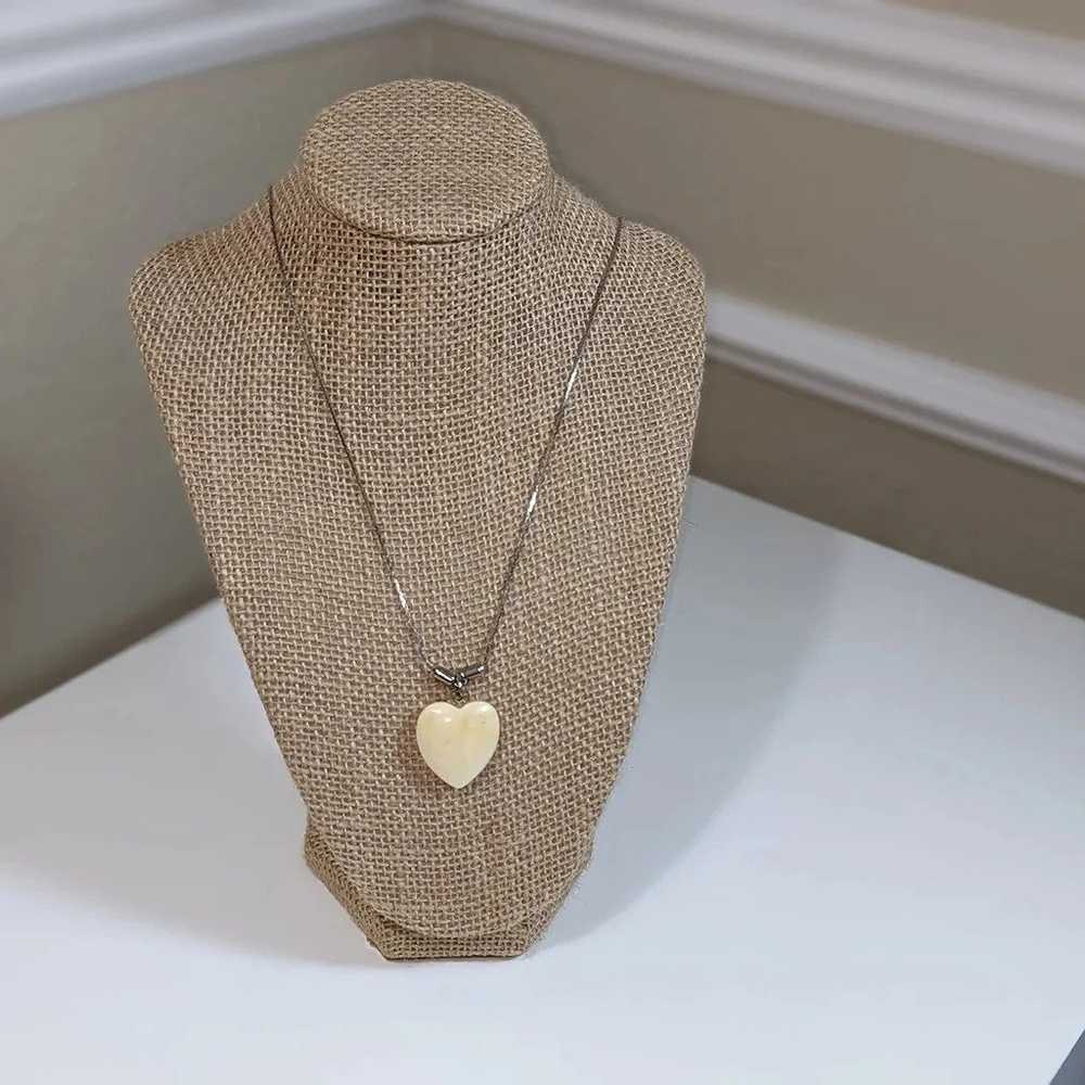 Vintage Heart Pendant and Silver 14" Necklace - image 1