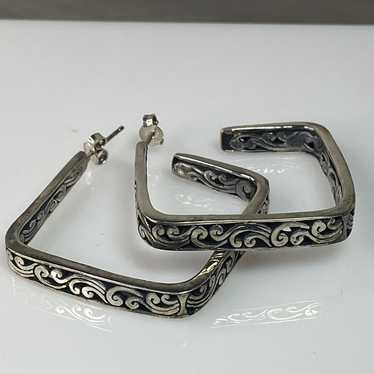 Vintage 925 Sterling Square Scroll Earrings Beauti