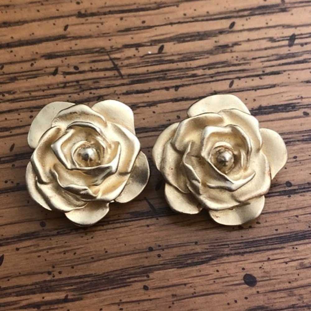 Erwin Pearl Rose Clip-on Earrings - image 1