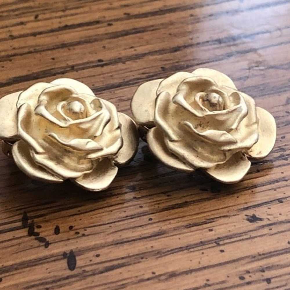 Erwin Pearl Rose Clip-on Earrings - image 2