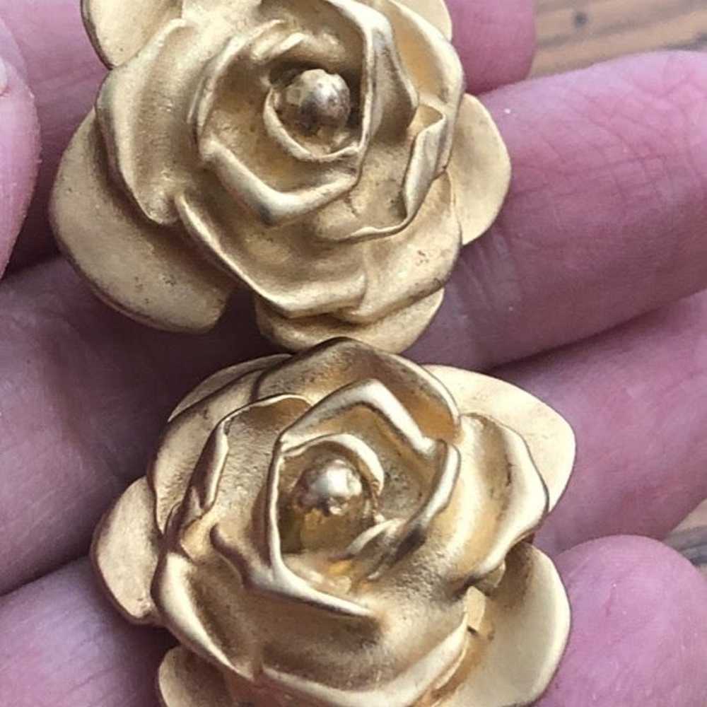 Erwin Pearl Rose Clip-on Earrings - image 3