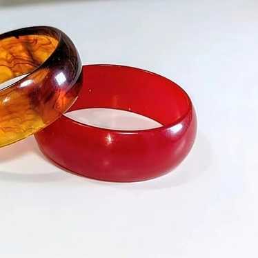 Vintage Bakelite Cherry Red Chunky Bangle Bracelet