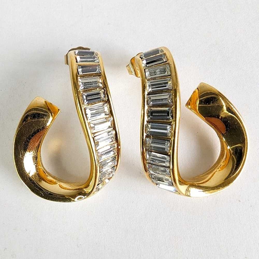 Swarovski S.A.L. Vintage Crystal Gold Plated Earr… - image 3