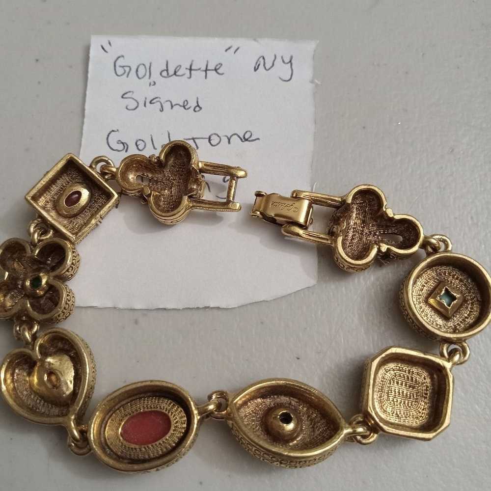 Vintage RARE Find Signed Goldette bracelet - image 2