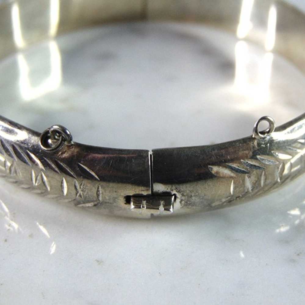 Womens Sterling Silver Etched Bangle Bracelet 16.… - image 2