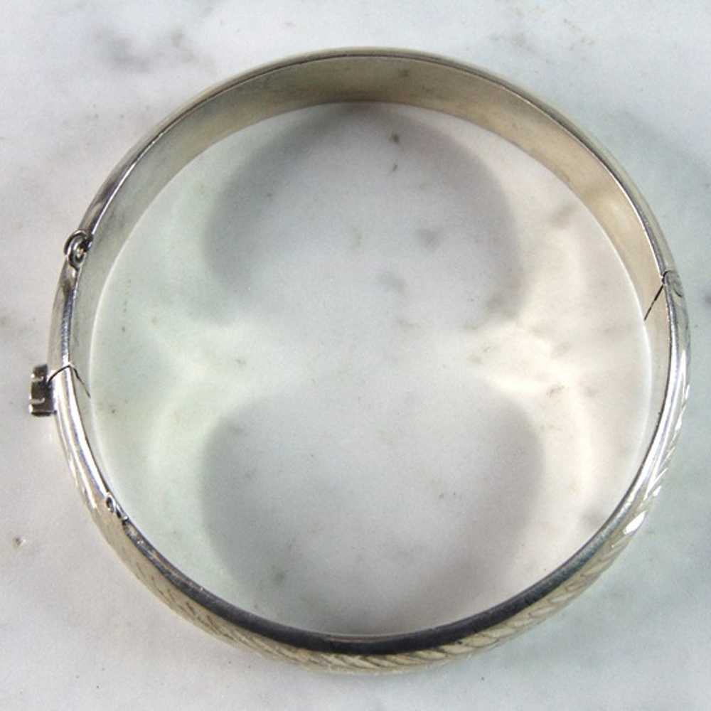 Womens Sterling Silver Etched Bangle Bracelet 16.… - image 4