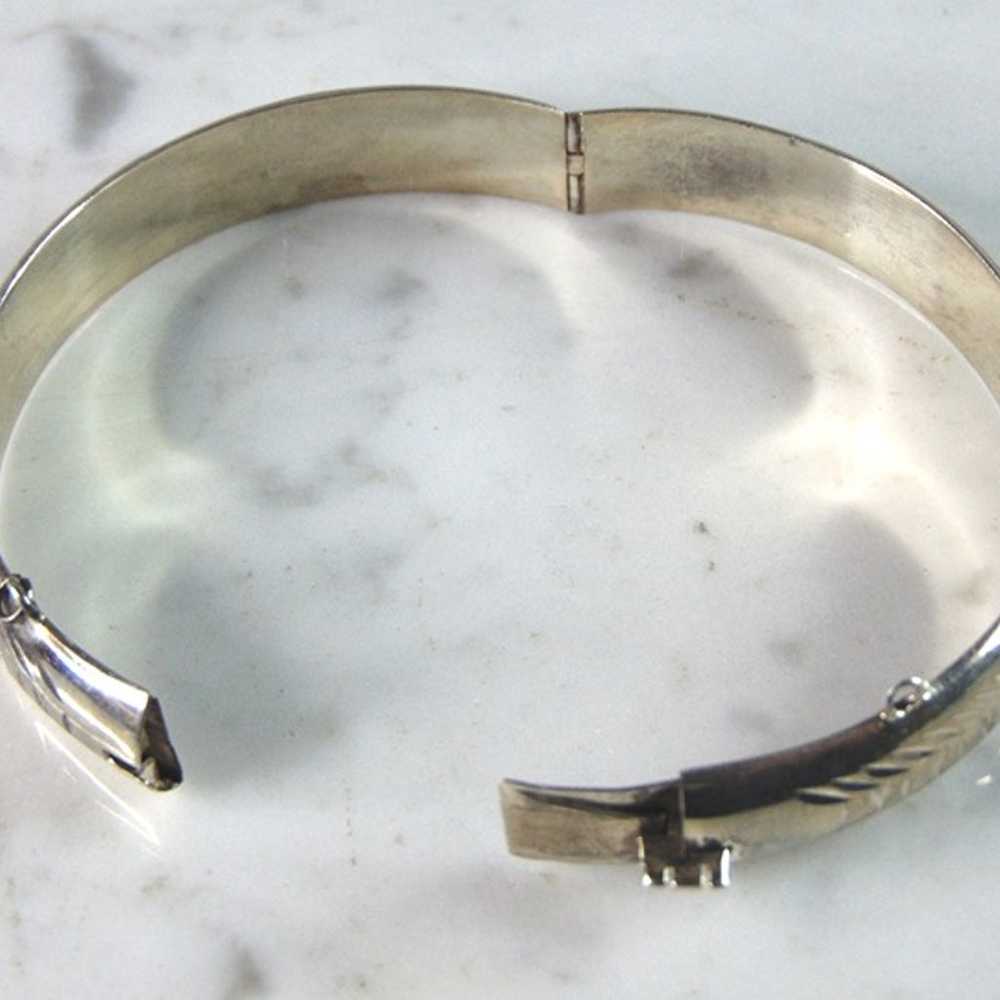 Womens Sterling Silver Etched Bangle Bracelet 16.… - image 6