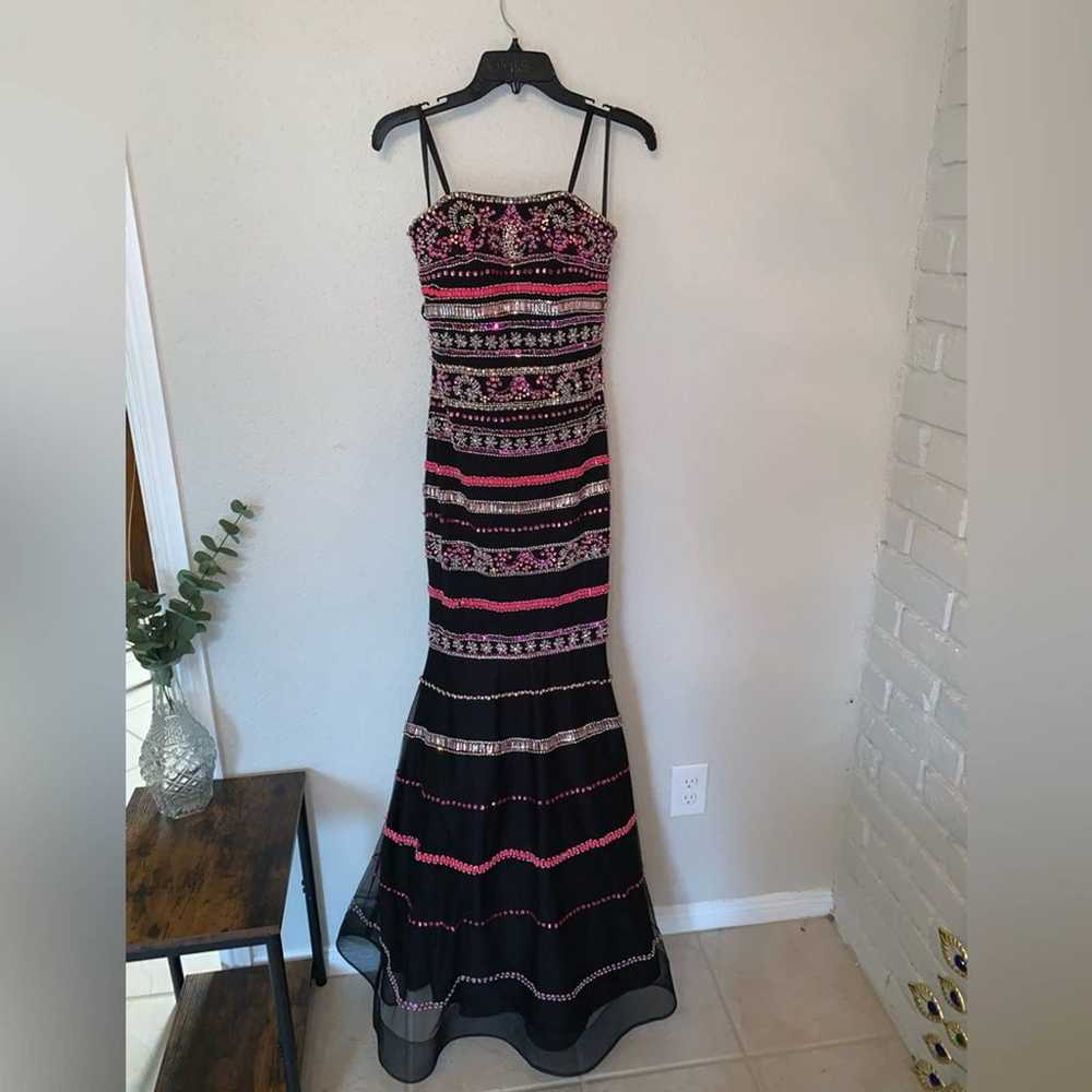 Colors Pink and Black Beaded Mermaid Prom Gown Si… - image 6