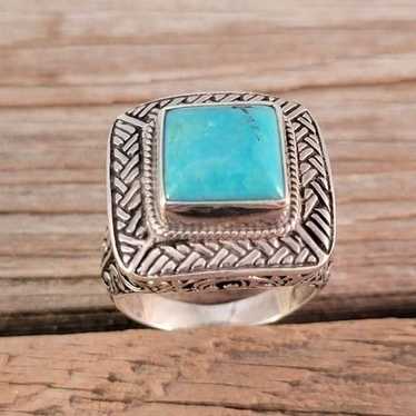 Sterling Silver Turquoise Boho Bali Statement Ring