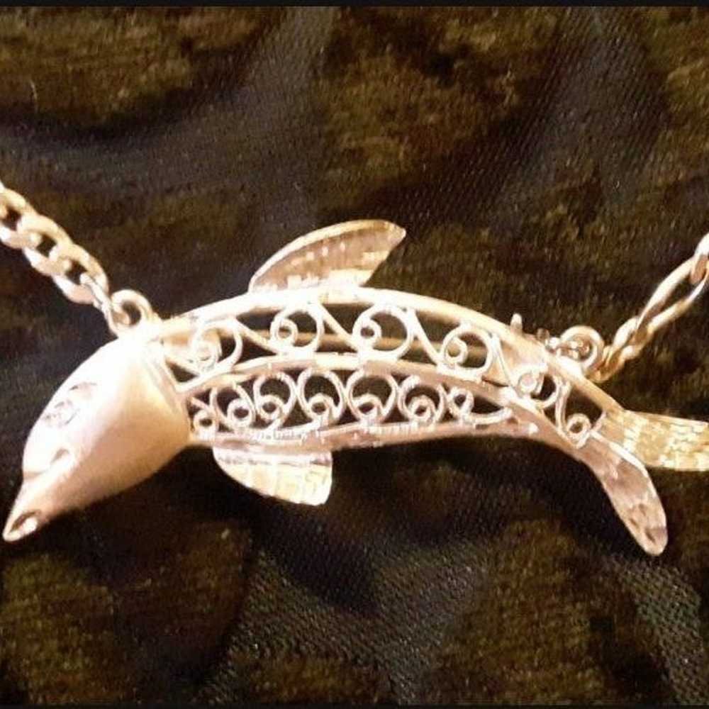 STERLING DOLPHIN NECKLACE HANDMADE - image 1