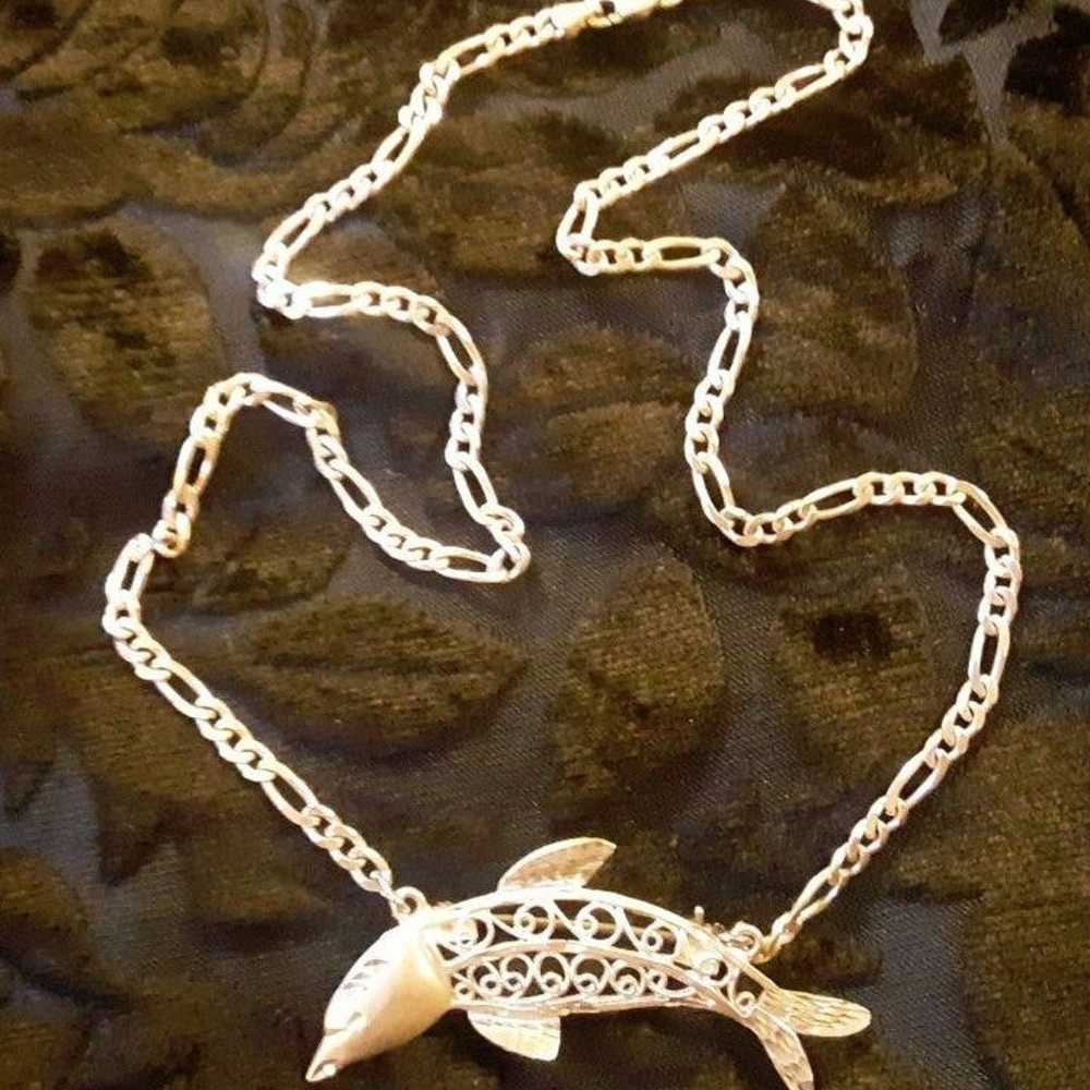 STERLING DOLPHIN NECKLACE HANDMADE - image 4