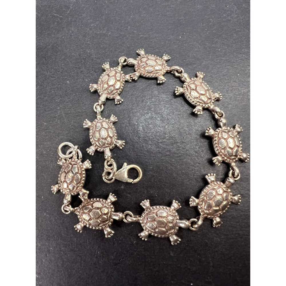 Sterling silver turtles link bracelet - image 1