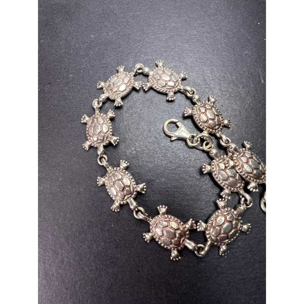 Sterling silver turtles link bracelet - image 4