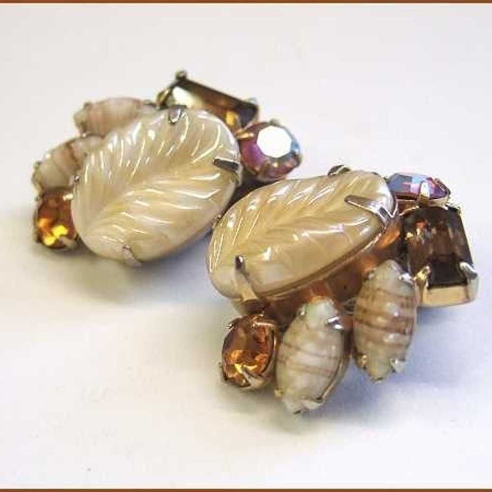 1950s Signed WEISS Art Glass Vintage Earrings - image 3