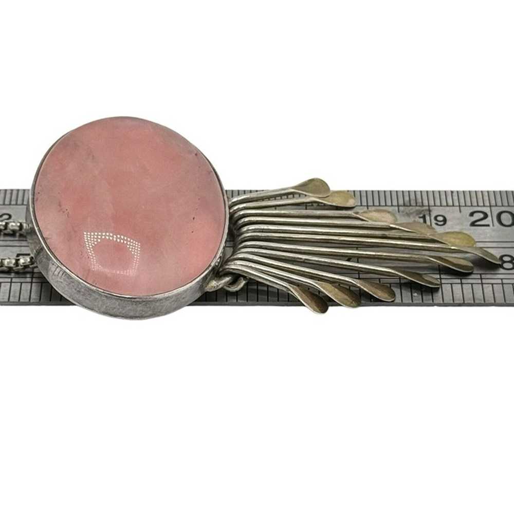 Sterling Silver Rose Quartz AIS Mexico Brooch/ Pe… - image 10