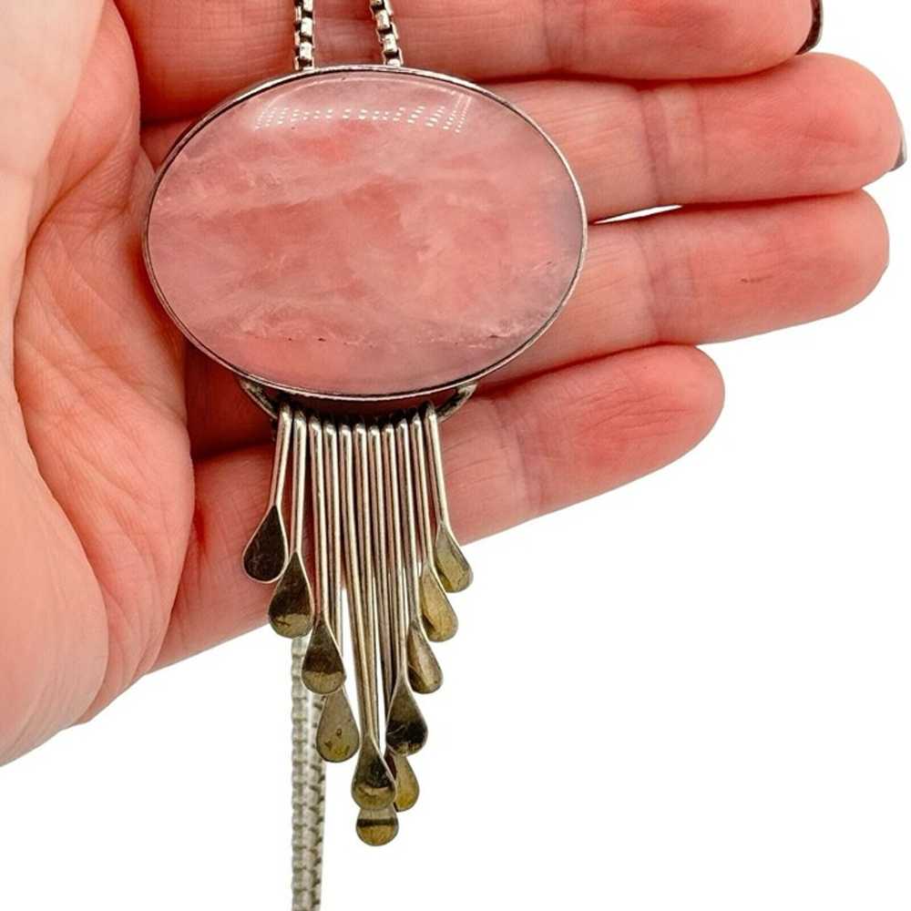 Sterling Silver Rose Quartz AIS Mexico Brooch/ Pe… - image 1