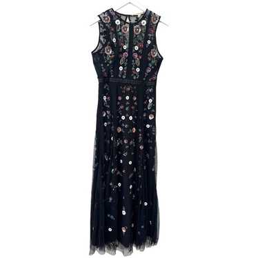 Chelsea and Violet Black Floral Beaded Dress Size 