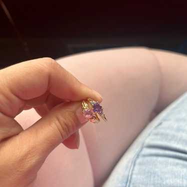 10k gold pink heart ring