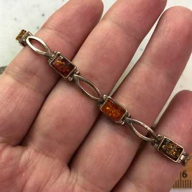 Sterling silver 925 amber tennis bracelet 7” - image 1