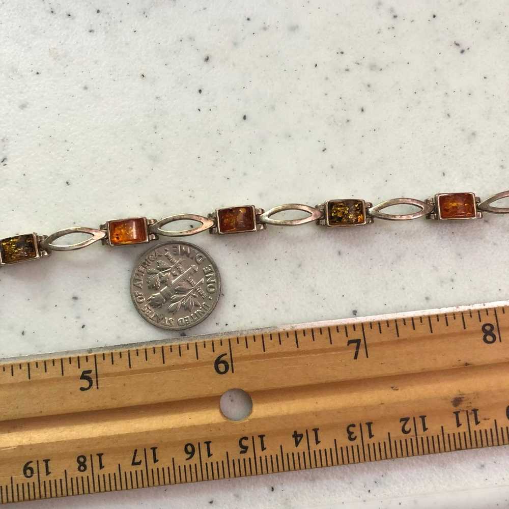 Sterling silver 925 amber tennis bracelet 7” - image 2