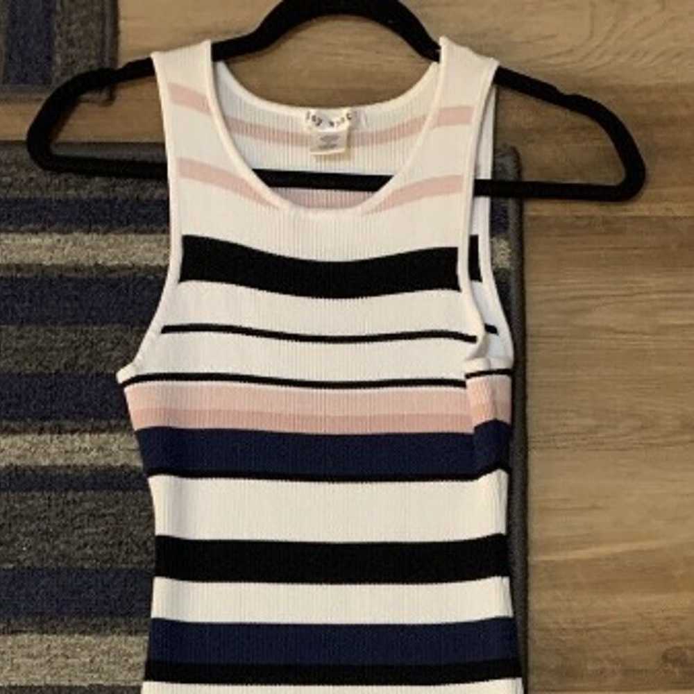 Womens Striped Sleeveless Sweater Dress. White, B… - image 1