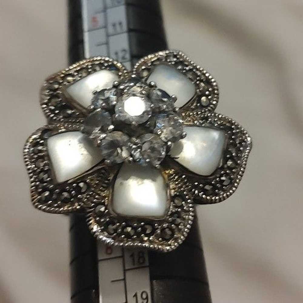 Vintage Sterling Silver Floral Mother of Pearl Ma… - image 3