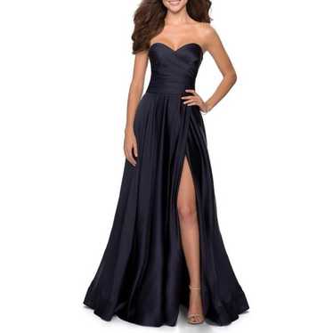 La Femme 28608 Strapless Pleated Slit Satin Gown,… - image 1