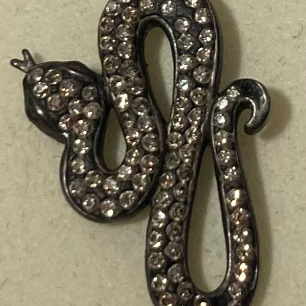 Vintage Sterling Silver Necklace, Nice Snake with… - image 3