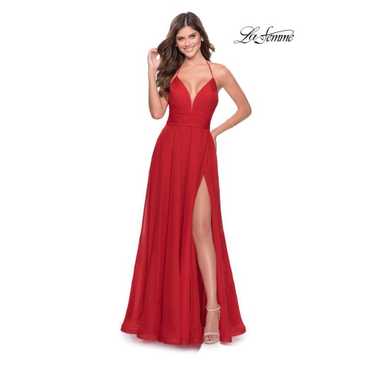 La Femme women's red chiffon gown dress size 8 NWO